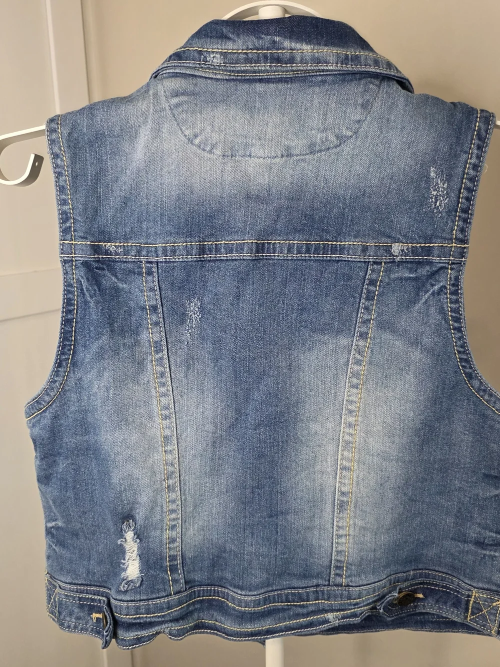Wallflower Distressed Light Blue Denim Vest
